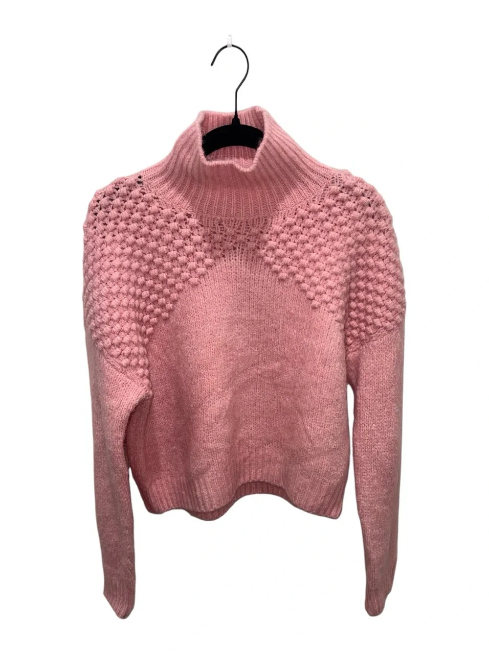 Free People Pink Turtleneck Oversized Knit Sweater Chunky Pullover Small